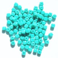 100 5mm Opaque Turquoise Cube Beads